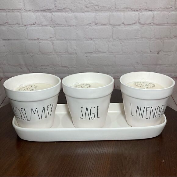 New Rae Dunn 4pc Planters set with scented Candles - Picture 3 of 8